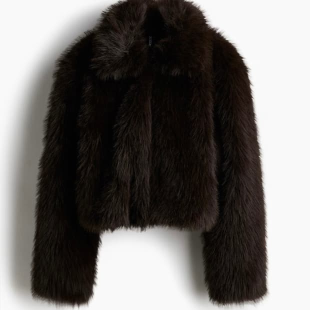 (교환)H&M 크롭트 플러피 퍼자켓 XL->L