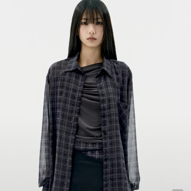 오호스 오버 체크 셔츠 Over Check Shirts / Black