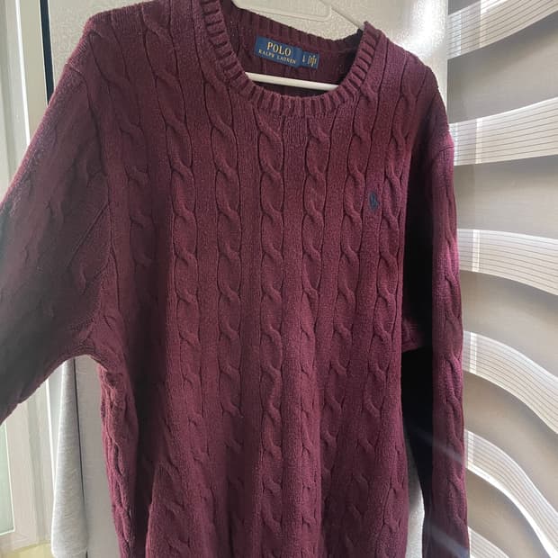 폴로 버건디 니트 L