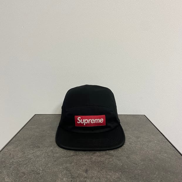 슈프림 워시드 블랙 레드 박스로고 캠프캡 모자