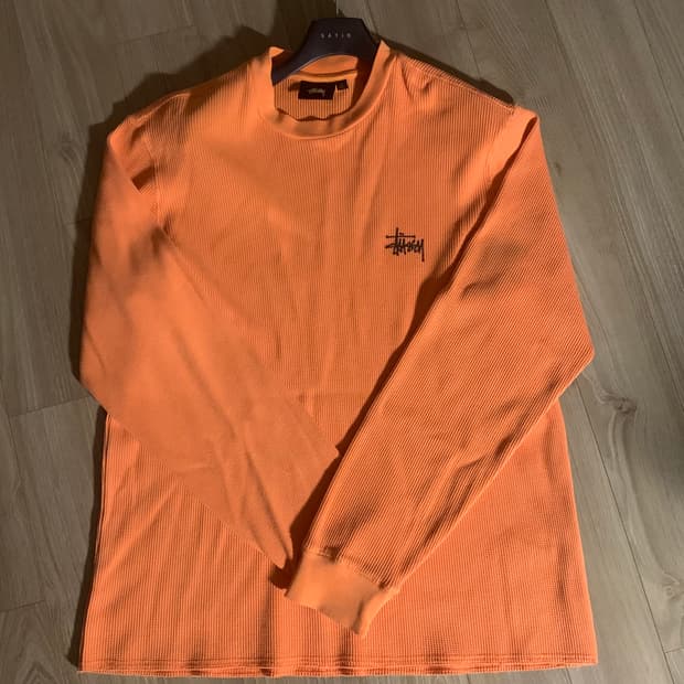 스투시 오렌지 와플 니트