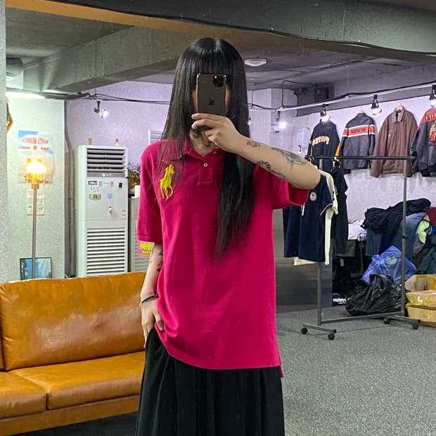 폴로 랄프로렌 옐로우 빅포니 푸시아핑크 pk 카라티 B5291