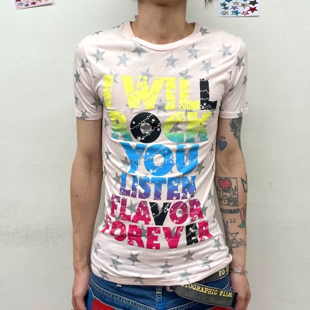 Star Retro Lettering Pink T-shirt