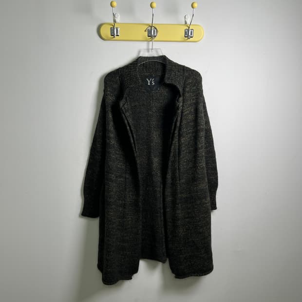 Y's 요지야마모토 카키 모헤어 오픈 롱 가디건