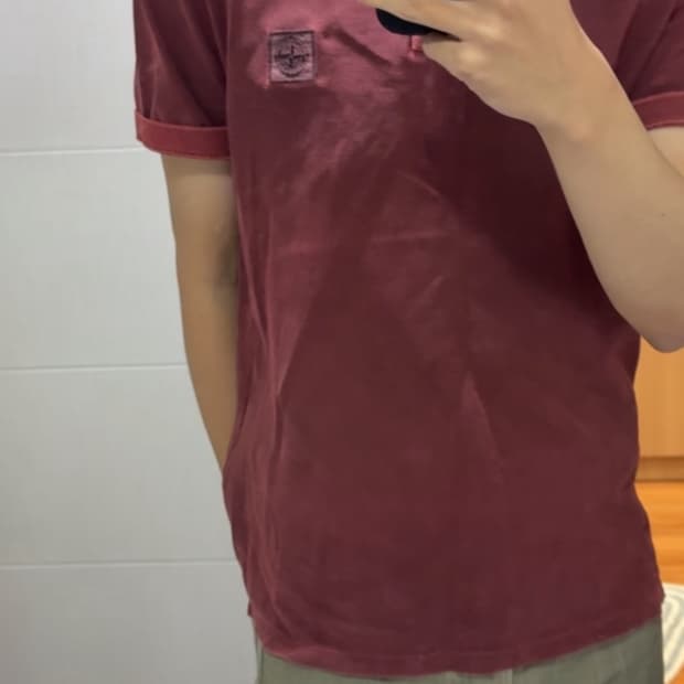 스톤아일랜드 반팔 카라티 버건디 L 슬림