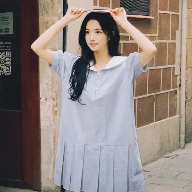 밀크코코아 세일러플리츠 원피스