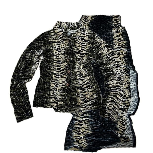 빈티지 지브라 벨벳 셔츠 & 맥시 롱스커트 셋업