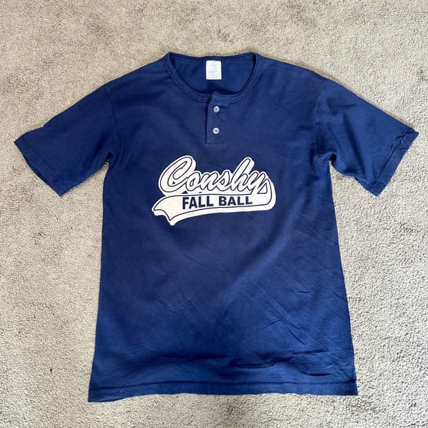 빈티지 네이비 헨리넥 반팔티M