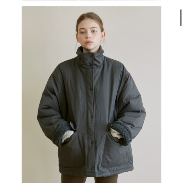 얀13 보아 플리스 패딩 자켓 차콜