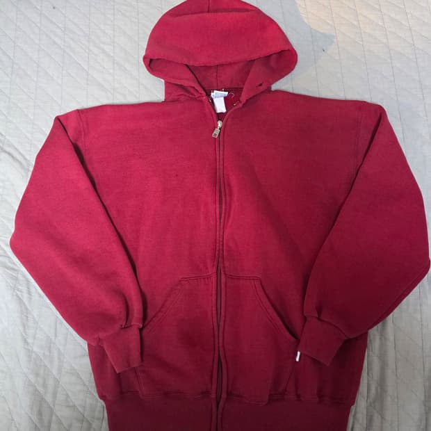 [XL] 90s 빈티지 러셀 애슬레틱 후드 집업 페이디드 레드/버건디