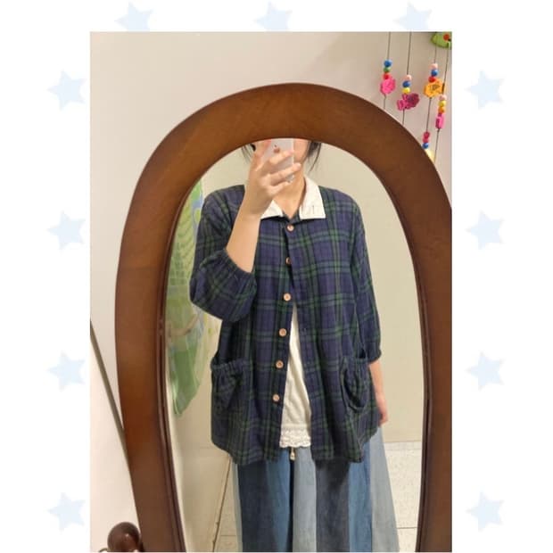 체크 우드 자켓