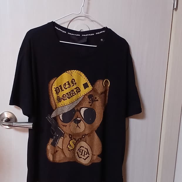 필립플레인 크리스털 장식 테디 베어 티셔츠(100사이즈)