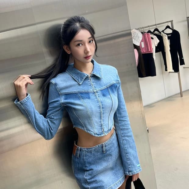 새상품/구할수없는/약20%저렴)인스턴트펑크 데님라운드크롭자켓-블루FREE