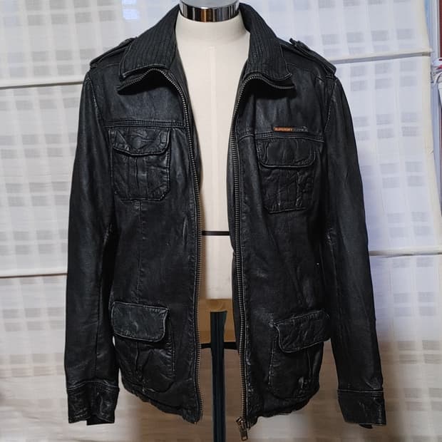 (100% 가죽) 슈퍼드라이 빈티지 가죽 자켓 L (100~105)