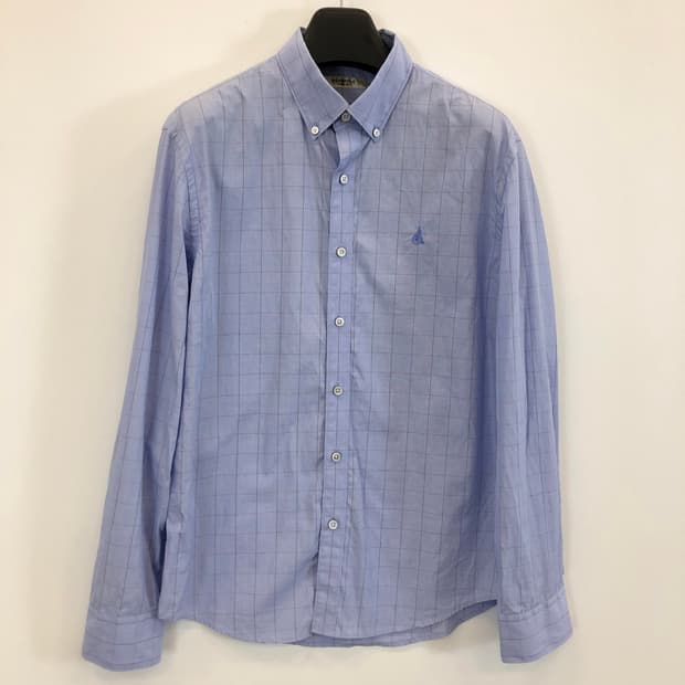 빈폴 자수로고 스카이블루 체크셔츠 105