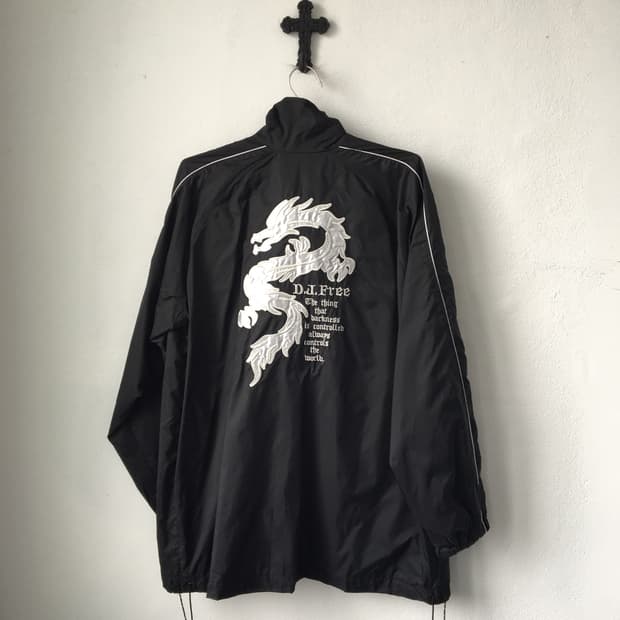 Dragon printing high neck windbreaker