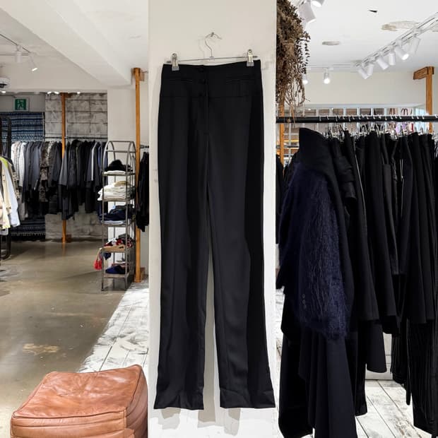 셀린느 블랙 버튼 울 스트레이트 팬츠