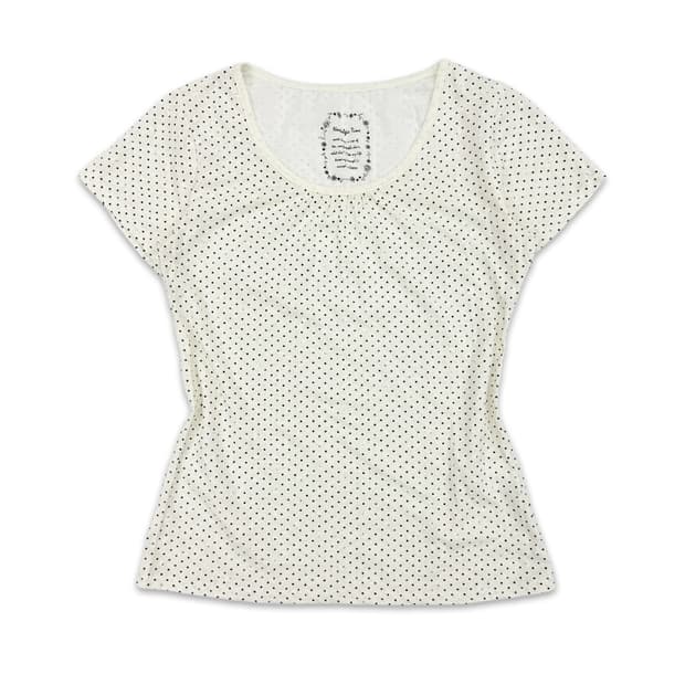 빈티지 아이보리 레이스 도트 반팔티