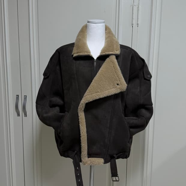 브라운 스웨이드 털무스탕 자켓