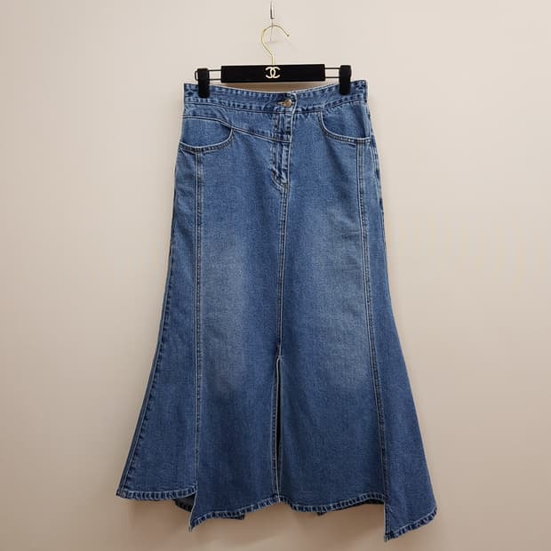 O2nd 2024 인디고 데님 플레어 롱 스커트 67-98사이즈