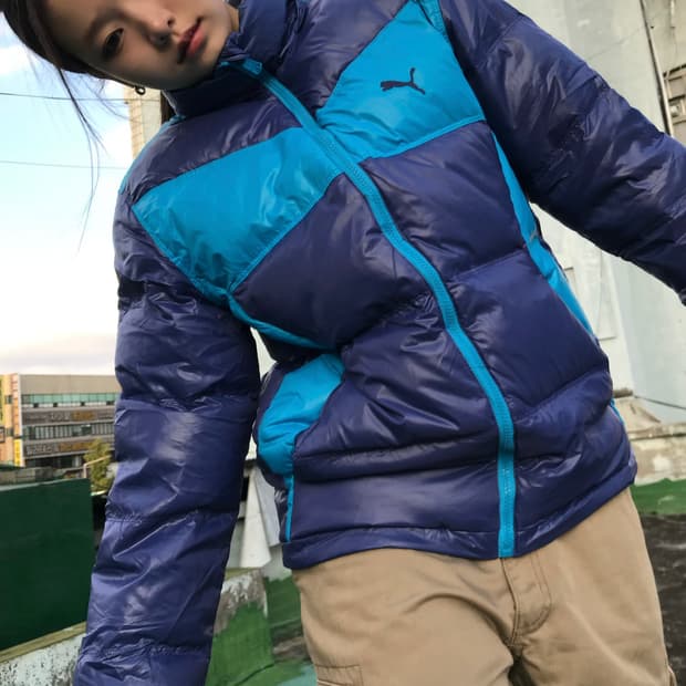 퓨마 블루 투톤 패딩