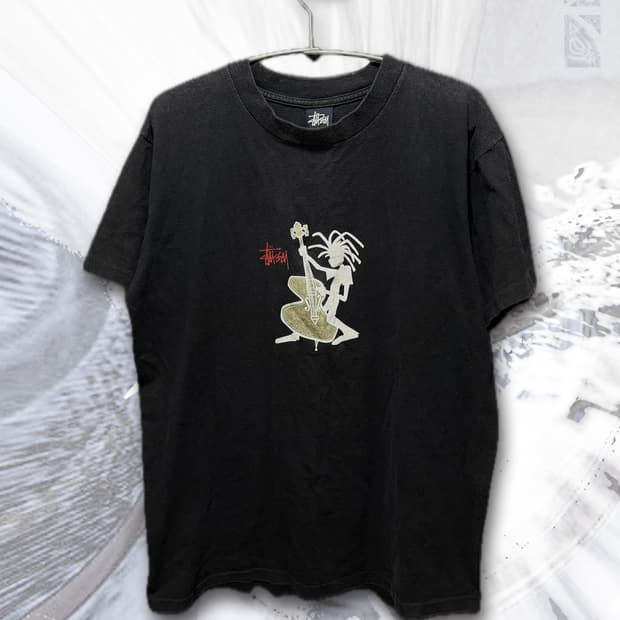 Stussy USA 90s 재즈맨 반팔티 블랙[L]