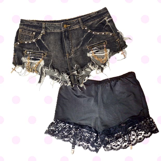 갸루 크로스 체인 숏팬츠 set / 다이아 st 오네갸루 울프죠 라떼갸루