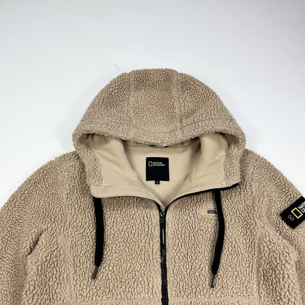 내셔널지오그래픽 베이지 후리스 후드집업 (M)