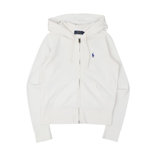 폴로 랄프로렌 우먼스 화이트 베이직포니 후드집업