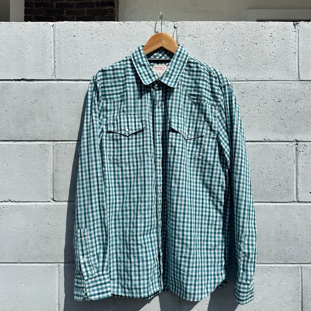 리바이스 블루그린 깅엄 체크 웨스턴 셔츠