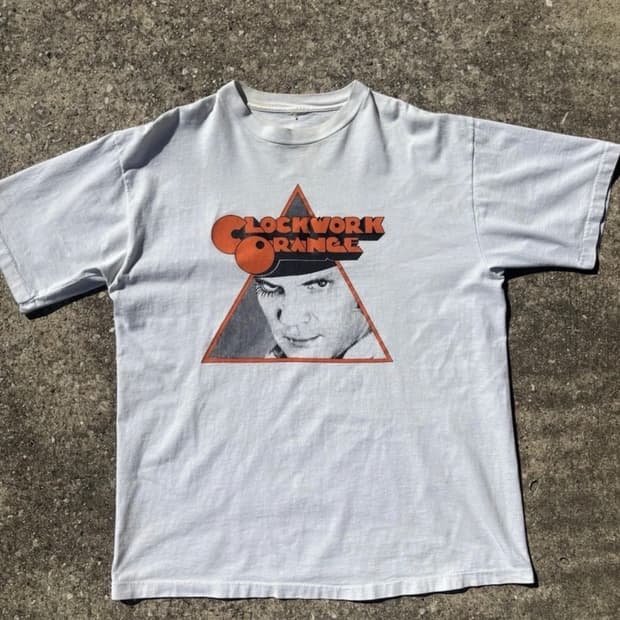 90s 빈티지 시계태엽 오렌지 티셔츠 XL
