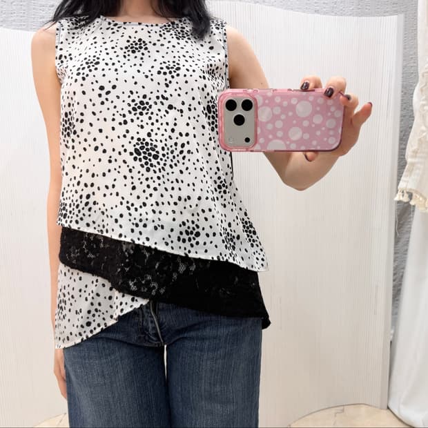 Ink Dot Asymmetry Blouse