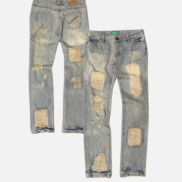 distressed quilting low-rise slim jean