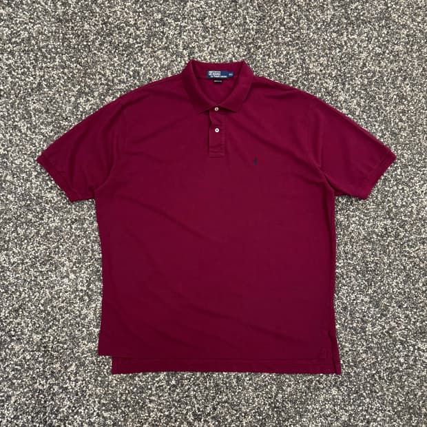 90s 랄프로렌 폴로 버건디 카라 티셔츠 (2XL)