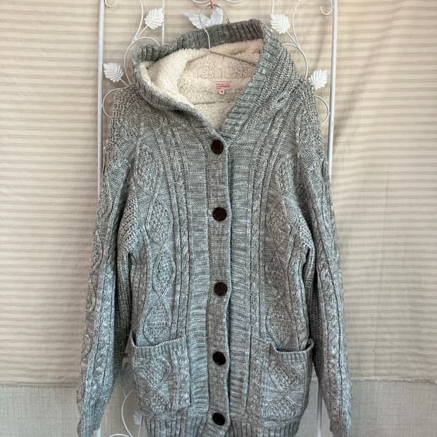 빈티지 그레이 후드 기모 니트 y2k 스트릿 갸루 펑키 일본빈티지