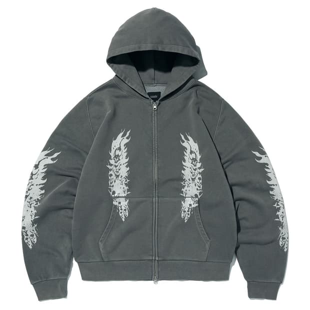 스웨이드 FIRE SKULL HOOD ZIP UP GRAY 후드 집업