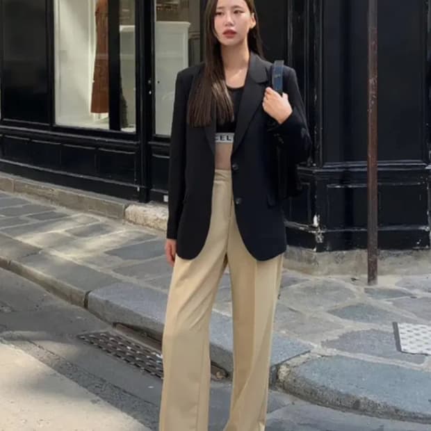 원로그 베이지 슬랙스