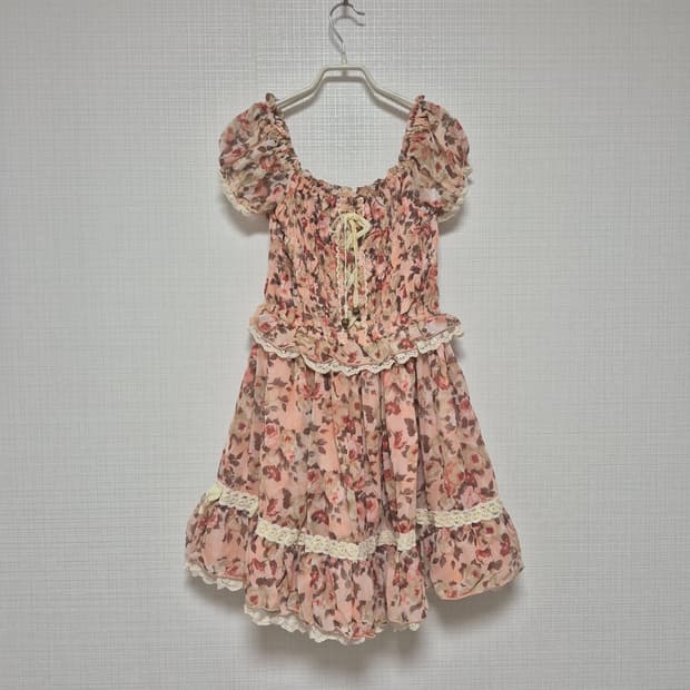 리즈리사 초고전템 히메갸루 딸기우유 핑크플로럴 원피스