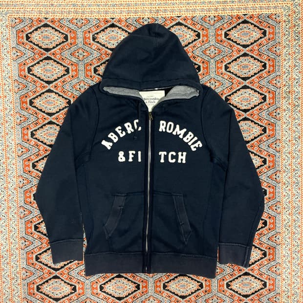 아베크롬비 스펠로고 네이비 기모 후드집업 여성L