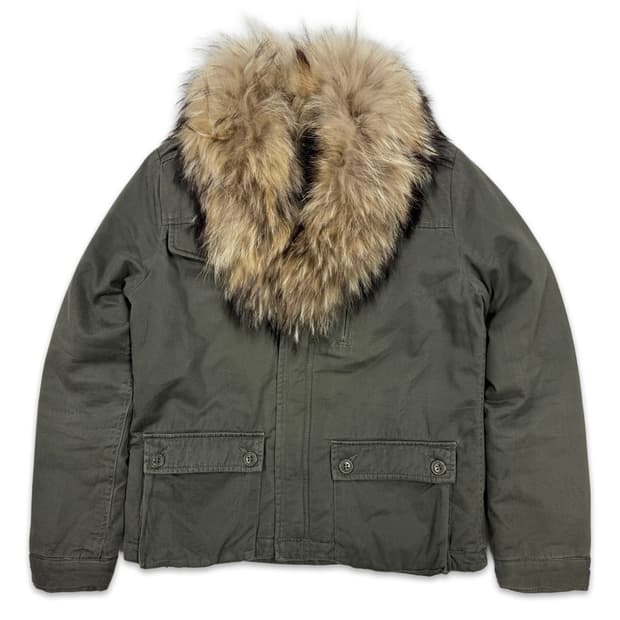 빈티지 DUALGARNET 카키 퍼 패딩 자켓