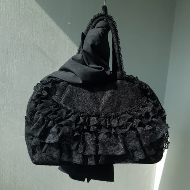Vintage frill lace boston bag