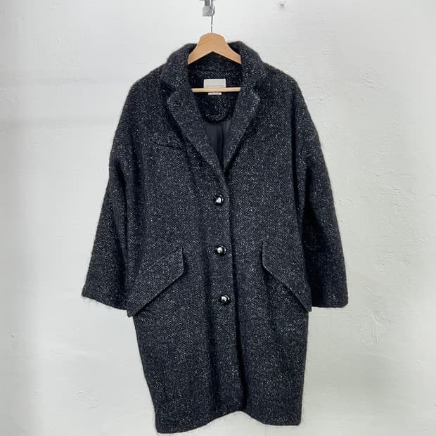 이자벨 마랑 에뚜왈 블랙 헤링본 울 싱글 코트