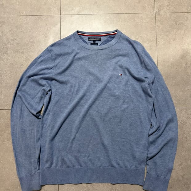 타미힐피거 빈티지 실크코튼  라운드넥 니트 100size  
