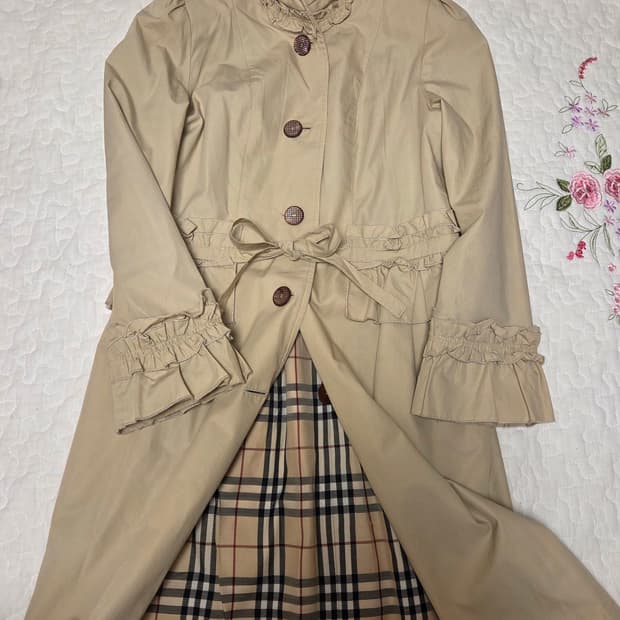 갸루 모리걸 히메 프릴 레이스 트렌치코트