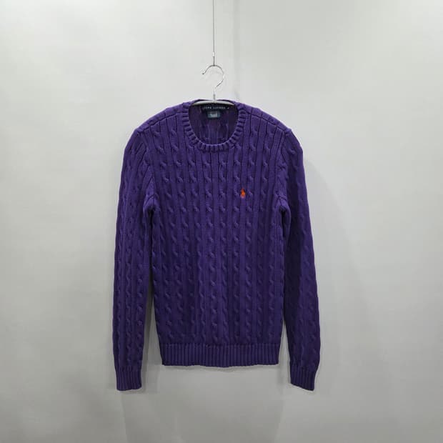 폴로랄프로렌 우먼 코튼 케이블 니트 퍼플 M