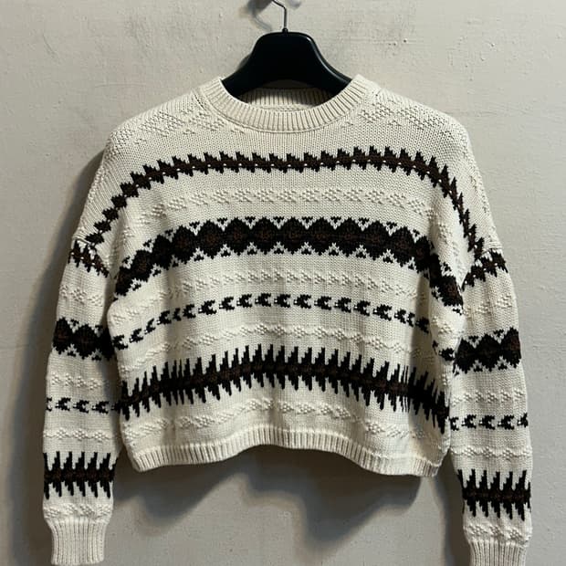 폴로 랄프로렌 패턴 크롭 니트 스웨터