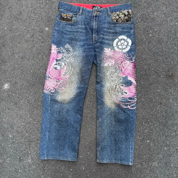 BUKKIR ABOU 오리엔탈 스네이크스킨 코이 데님팬츠 