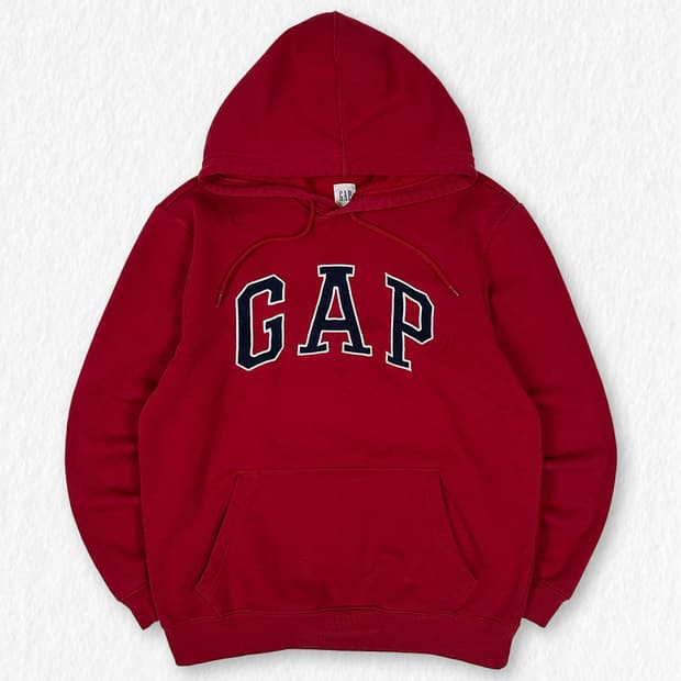 갭 기모 후드티 레드