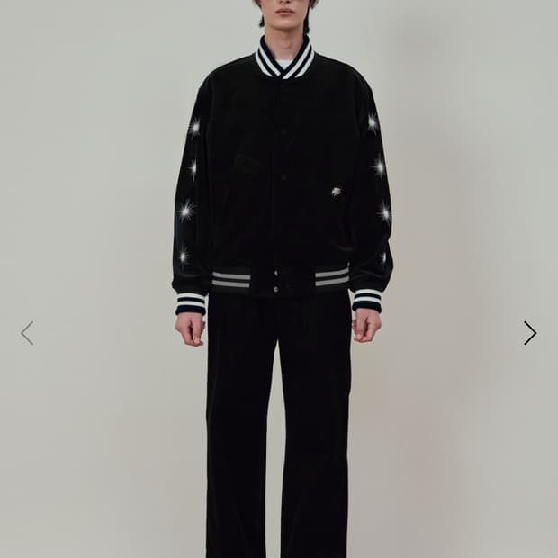 에스티유 Embroidery Velvet Varsity Black M