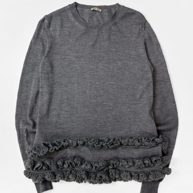 미우미우 MIUMIU 러플 울 모헤어 혼방 니트 PN5704